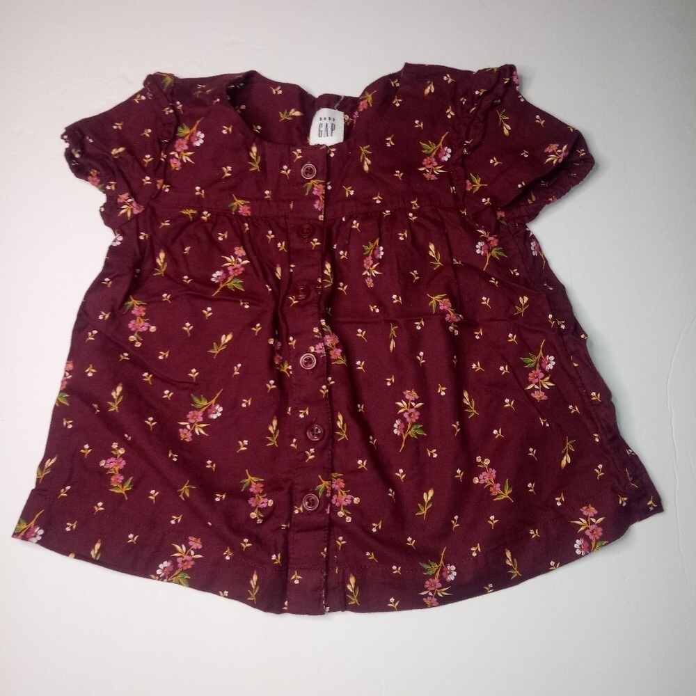 Girls Gap floral short sleeve button down shirt - Picture 4 of 14